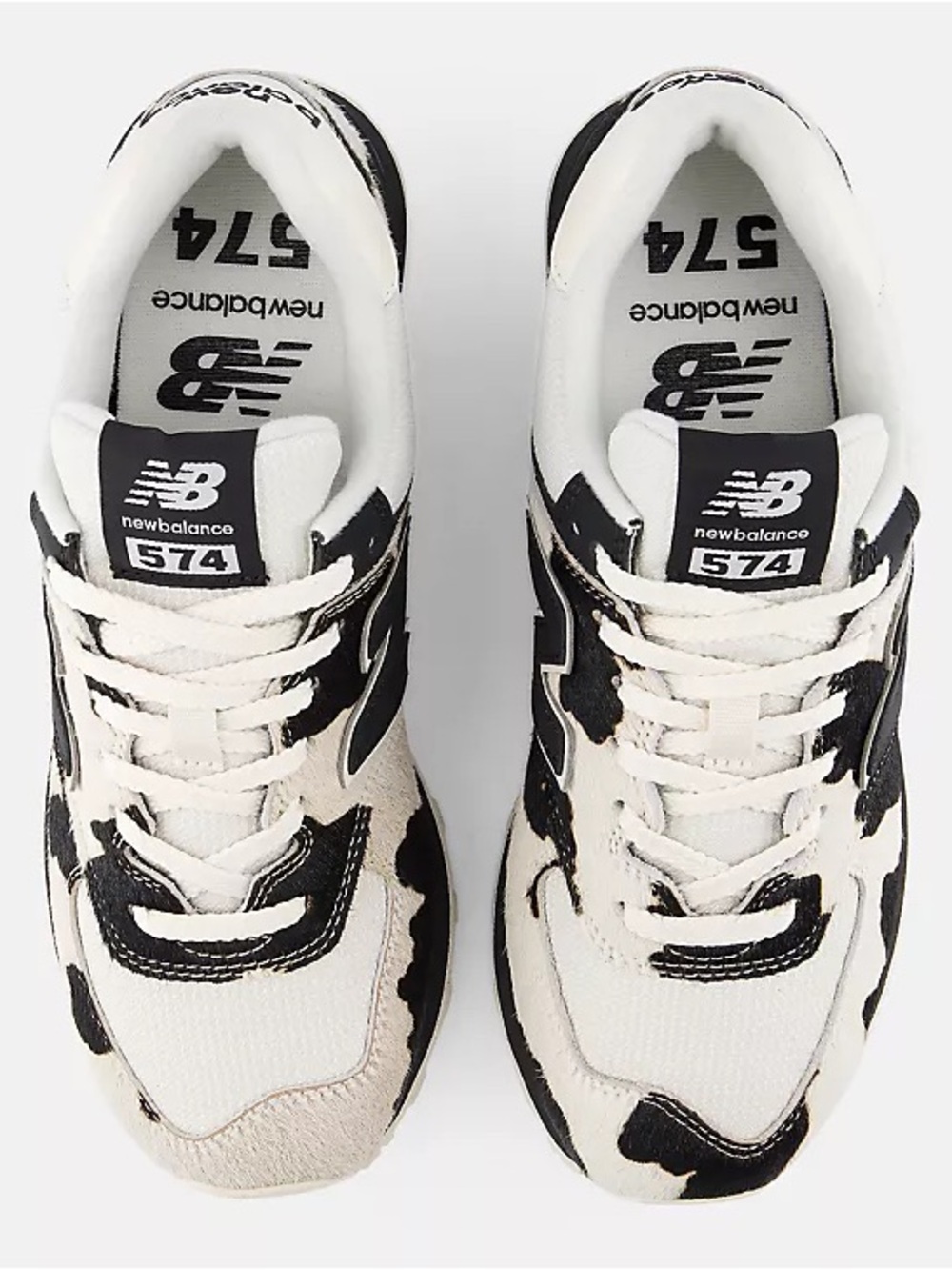 🐄 NEW BALANCE 574 COW PRINT BLACK WHITE 🐄 - Picture 3 of 4